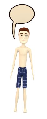 çizgi film karakteri ile konuşma balonu 3D render