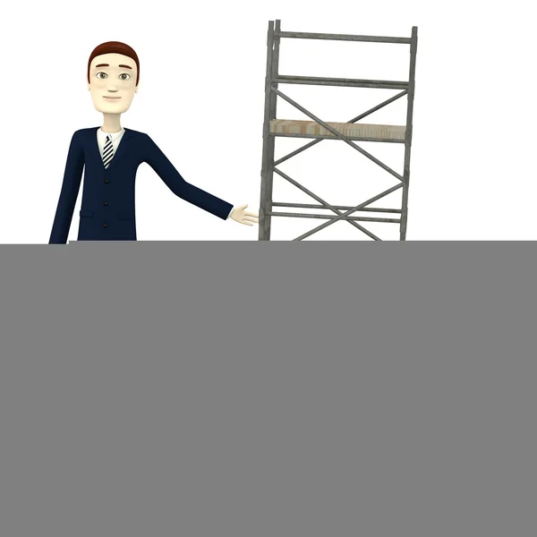 3d renderização de personagem de desenho animado com andaimes — Fotografia de Stock