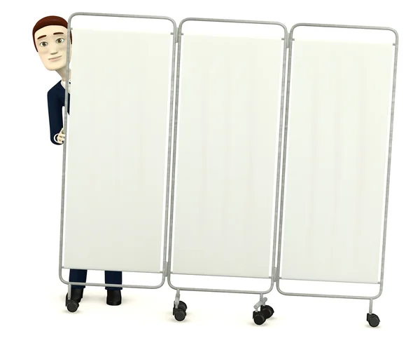 3d renderizado de personaje de dibujos animados con pantalla plegable —  Fotos de Stock