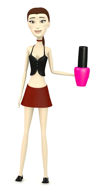 3d render of cartoon character with nailpolish — Stock Photo, Image