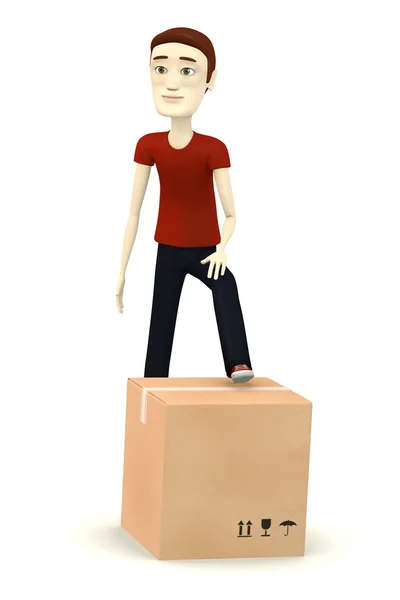 Renderização 3d de personagem de desenho animado com pacote — Fotografia de Stock