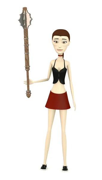 3d renderizado de personaje de dibujos animados con maza —  Fotos de Stock