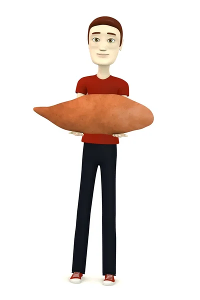 3d render of cartoon character with sweet potato — Stock Photo, Image