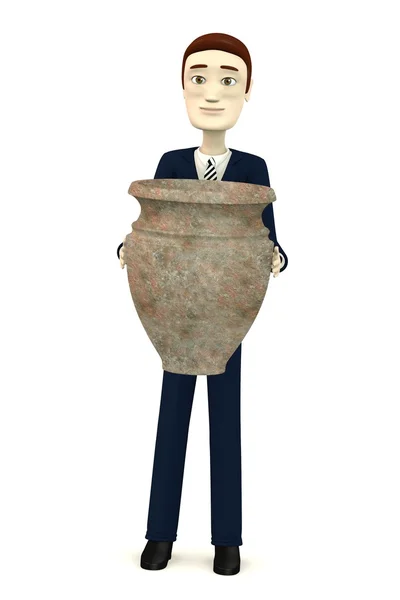 3d render of cartoon characer with prehistoric vase — Stock Photo, Image