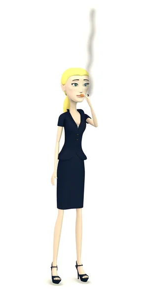 3d renderização de personagem de desenho animado com cigarro — Fotografia de Stock