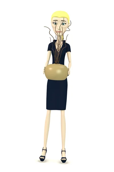 3d renderizado de personaje de dibujos animados con jarrón y decoración — Foto de Stock