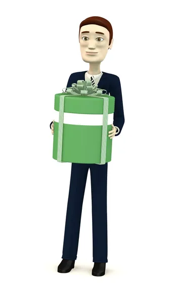 3d renderizado de personaje de dibujos animados dando un regalo — Foto de Stock