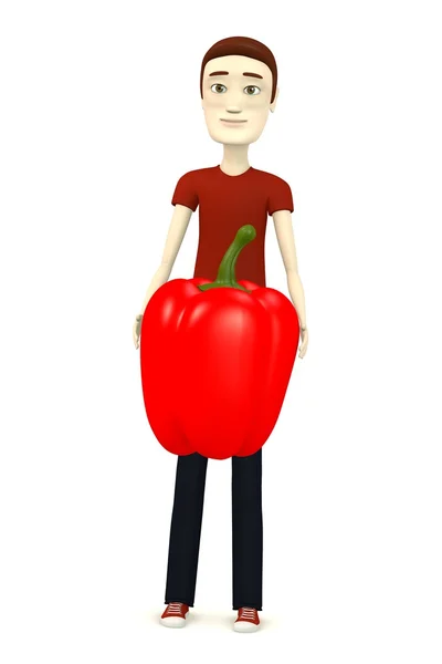 3d render of cartoon character with pepper — Stock Photo, Image