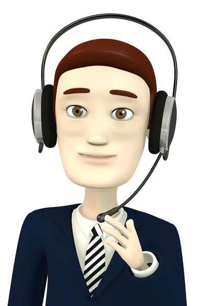 3d render of cartoon character with headphones — Stock Photo, Image