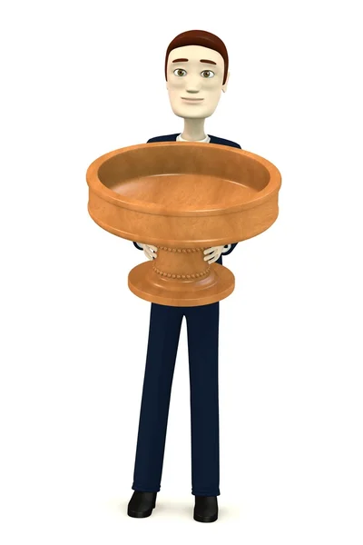 3d render of cartoon character with bowl — Stock Photo, Image