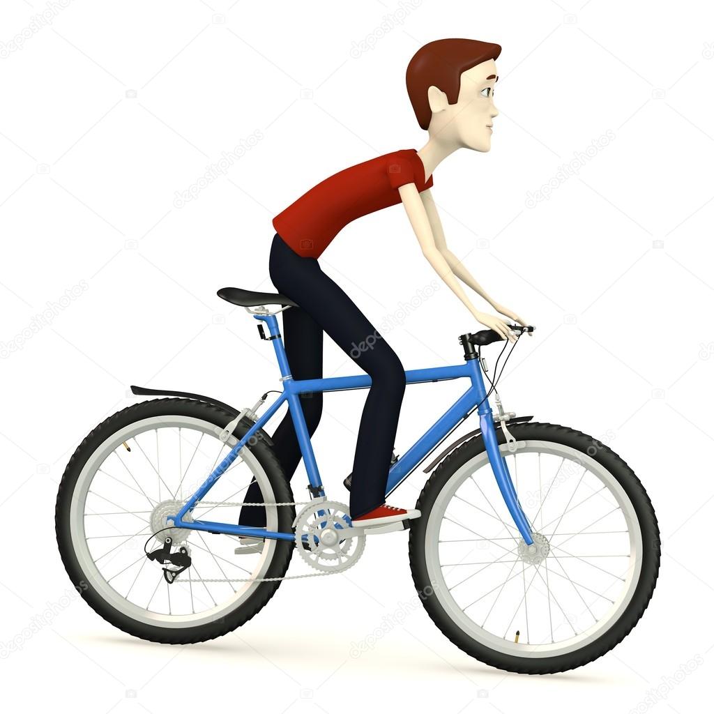 3d render of cartoon character on bicycle — Stock Photo © 3drenderings