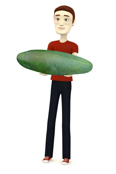 3D візуалізація мультиплікаційного персонажа з огірком — стокове фото