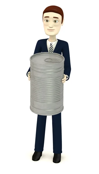 3d render of cartoon character with can — Stock Photo, Image