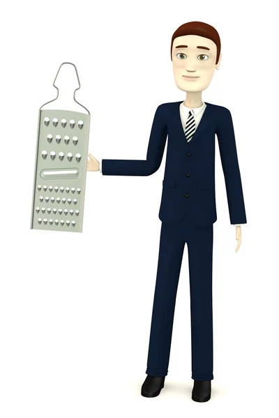 3d render of cartoon character with grater — Stock Photo, Image