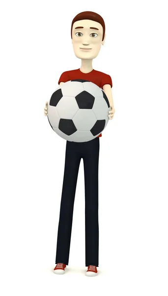 3D vykreslení kreslené postavičky s fotbalovým míčem — Stock fotografie