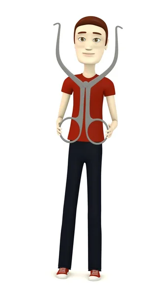 3D візуалізація мультиплікаційного персонажа з інструментом хірургії — стокове фото