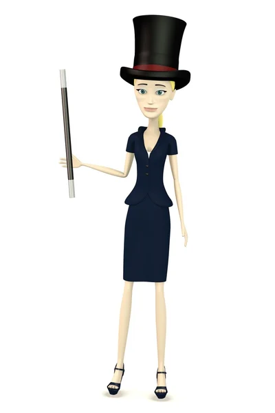 3d візуалізація персонажа мультфільму як фокусника — стокове фото