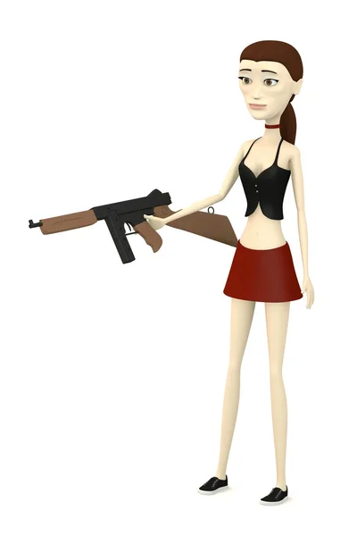 3D-Darstellung der Cartoon-Figur mit Waffe — Stockfoto