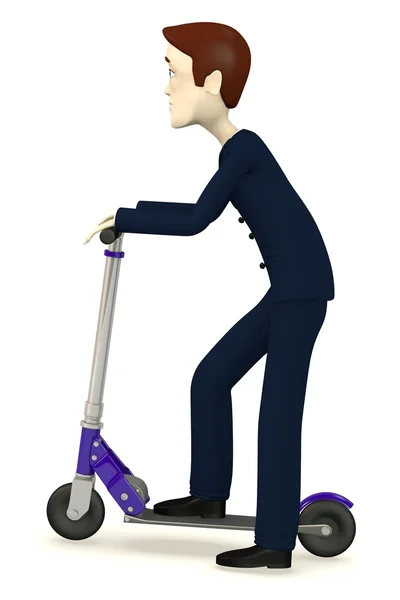3d renderização de personagem de desenho animado em scooter — Fotografia de Stock