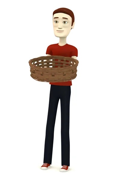 3d render of cartoon character with basket — Stock Photo, Image