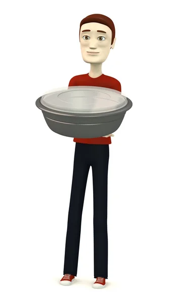 3d render of cartoon character with bowl — Stock Photo, Image