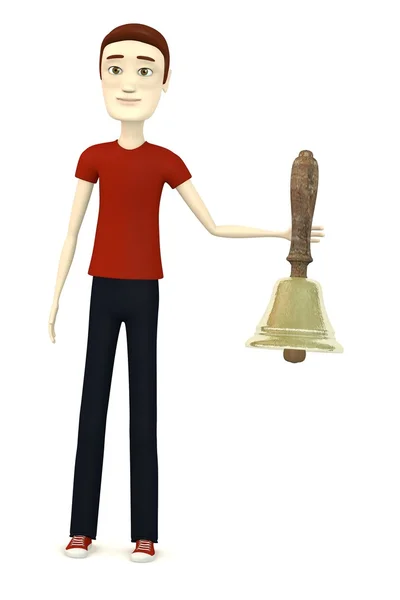 3D візуалізація мультиплікаційного персонажа з дзвоном — стокове фото