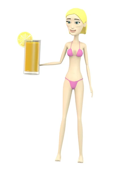 3d render of cartoon character with juice — Stock Photo, Image