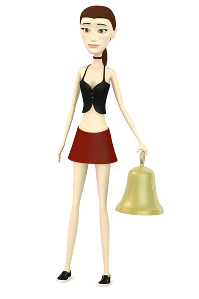 3d render of cartoon character with bell — Stock Photo, Image