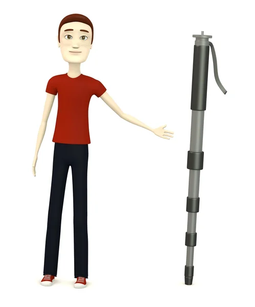 3d render of cartoon character with monopod — Stock Photo, Image