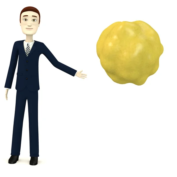 3D-Darstellung einer Zeichentrickfigur mit Cholesterinzelle — Stockfoto
