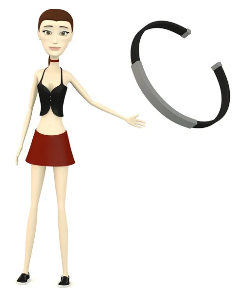 3D визуализация персонажа мультфильма с браслетом — стоковое фото