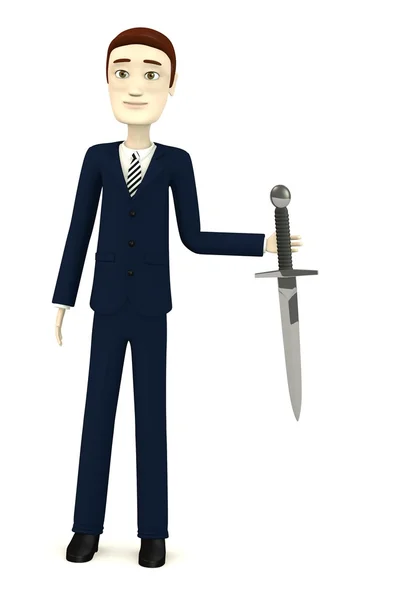 3d render of cartoon character with dagger — Stock Photo, Image