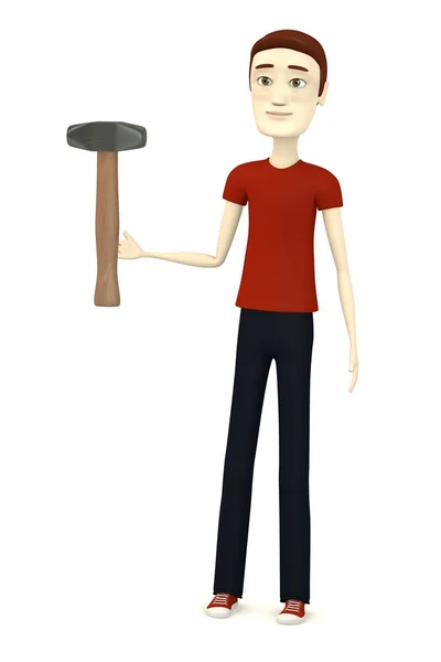 3d render of cartoon character with blacksmith hammer — Stock Photo, Image