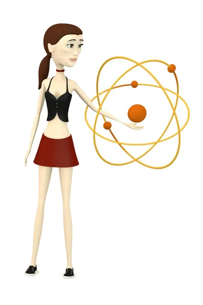 3d render of cartoon character with atom — Stock Photo, Image