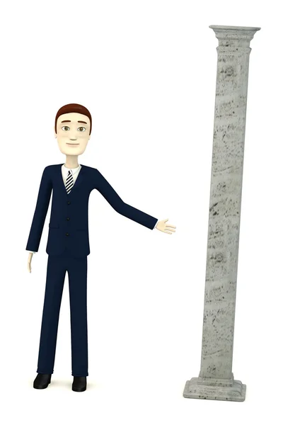 3D καθιστούν χαρακτήρα κινουμένων σχεδίων με στήλη — Φωτογραφία Αρχείου