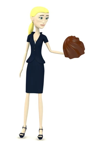 3D renderowania postać z kreskówek z czekoladą — Zdjęcie stockowe