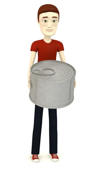 3d render of cartoon character with can — Stock Photo, Image