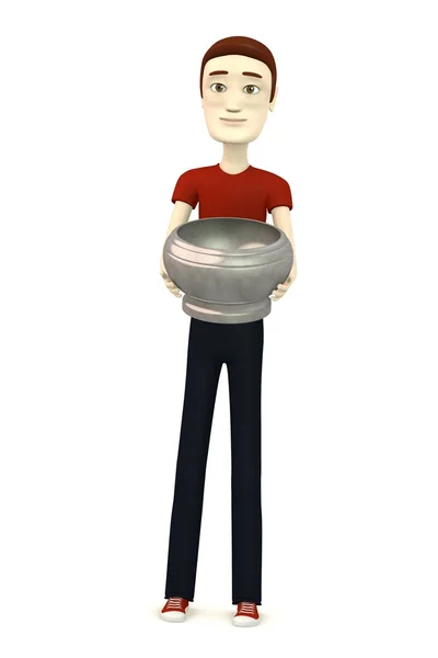 3D візуалізація мультиплікаційного персонажа з мискою — стокове фото