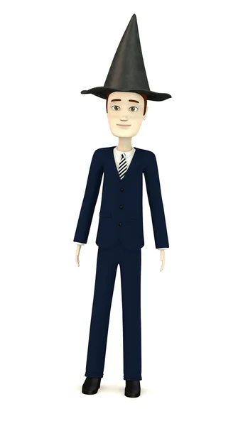Renderização 3d de personagem de desenho animado com chapéu — Fotografia de Stock