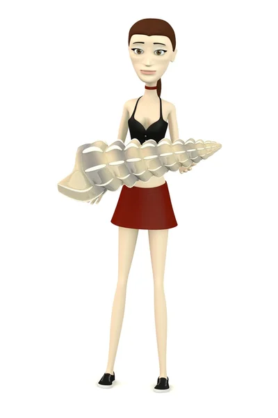 3d render of cartoon character with seashell — Stock Photo, Image