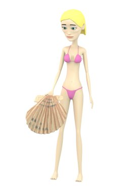 çizgi film karakteri ile shell 3D render