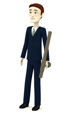 3D render tonfa ile çizgi film karakteri