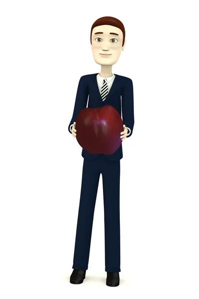 3D візуалізація мультиплікаційного персонажа з нектарином — стокове фото