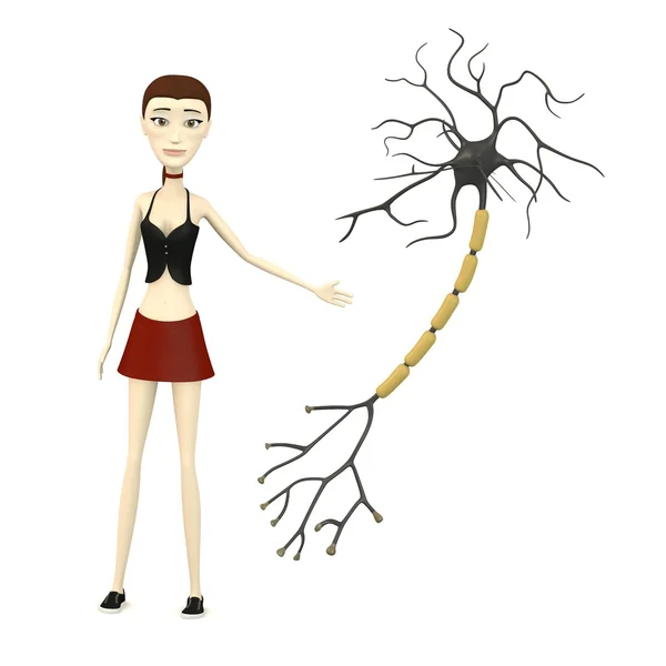 3d render of cartoon character with neuron — Stock Photo, Image