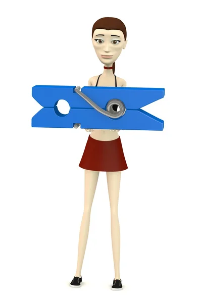 3d render of cartoon character with peg — Stock Photo, Image