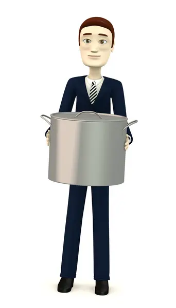 3d render of cartoon characer with pot — Stock Photo, Image