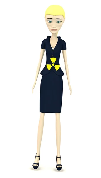 3d renderização de characer desenhos animados com símbolo radioativo — Fotografia de Stock