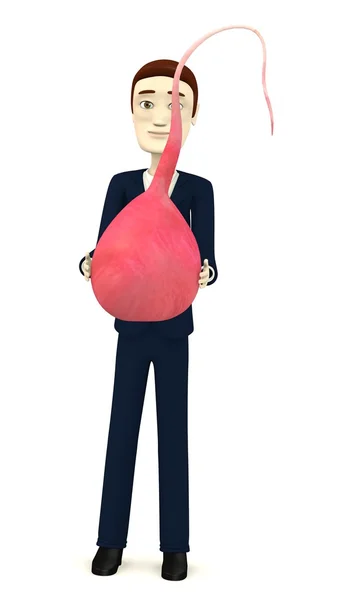3d render of cartoon characer with radish — Stock Photo, Image