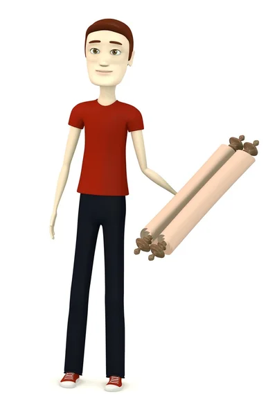 3d render of cartoon character with scroll — Stock Photo, Image