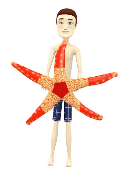 3d render of cartoon character with seastar — Stock Photo, Image